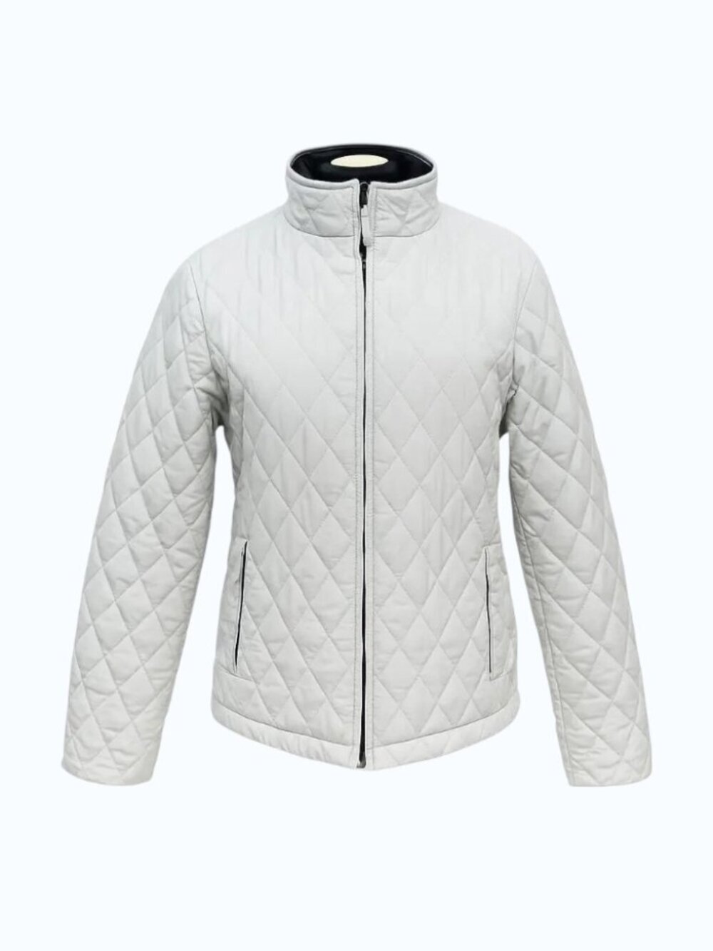 L.L. Bean Women’s Quilted Puffer Jacket Size Large Light Gray Zip Front